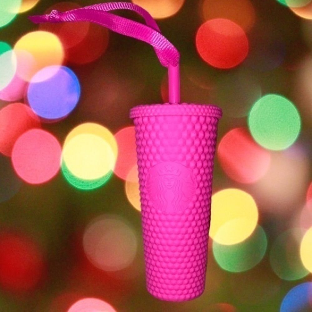 Starbucks X China Diamond Matte Barbie Pink Studded Tumbler Key Chain ornament